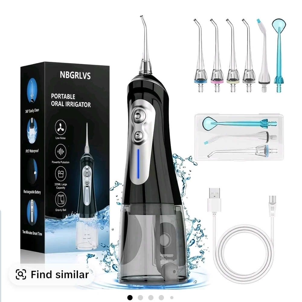 NBGRLVS Portable Oral Irrigator - Black and Silver